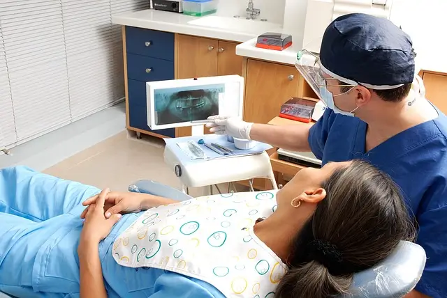 A patient in a dentist's office.