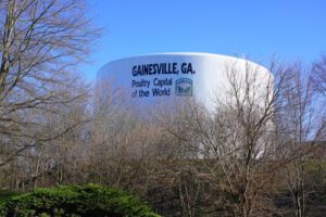 A water tower in Gainesville, GA