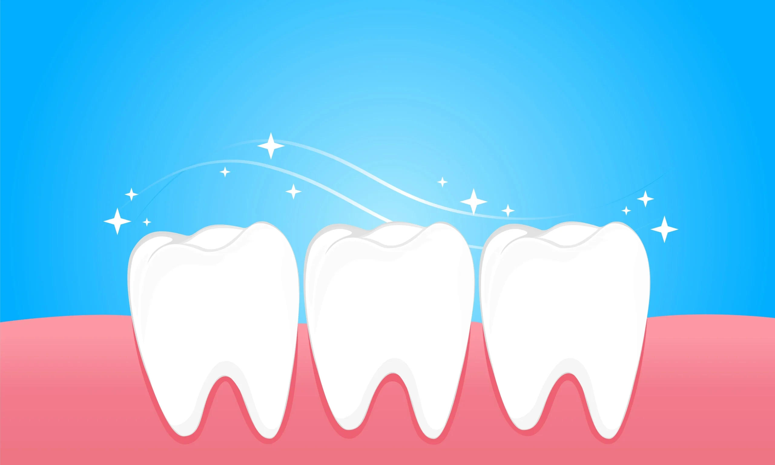 Clean teeth after a dental deep cleaning.